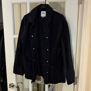 ZARA Black Lightweight Utility Shirt Jacket